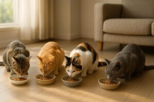 猫の多頭飼いの餌やりのコツと注意点！横取り防止と健康管理のポイント