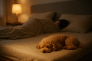 トイプードルと一緒に寝るのは危険？安全に眠るための注意点と理想の寝方