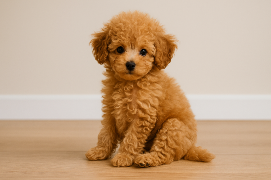 トイプードル子犬の横座り