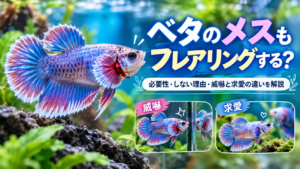 ベタのメスもフレアリングする？必要性・しない理由・威嚇と求愛の違いを解説