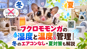 フクロモモンガの湿度と温度管理｜冬のエアコンなし・夏対策も解説