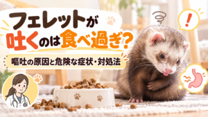 フェレットが吐くのは食べ過ぎ？嘔吐の原因と危険な症状・対処法