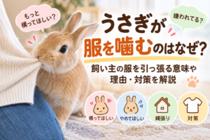 うさぎが服を噛むのはなぜ？飼い主の服を引っ張る意味や理由・対策を解説
